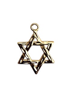14K Yellow Gold Star of David Charm Pendant #22737