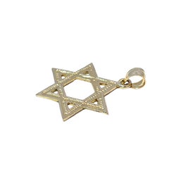 14K Yellow Gold Star Of David Charm Pendant