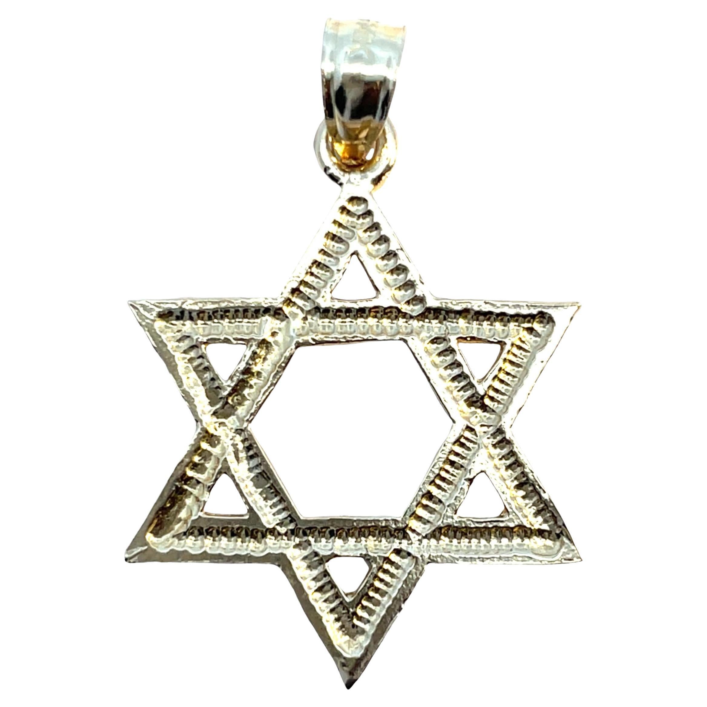 14K Yellow Gold Star Of David Charm Pendant