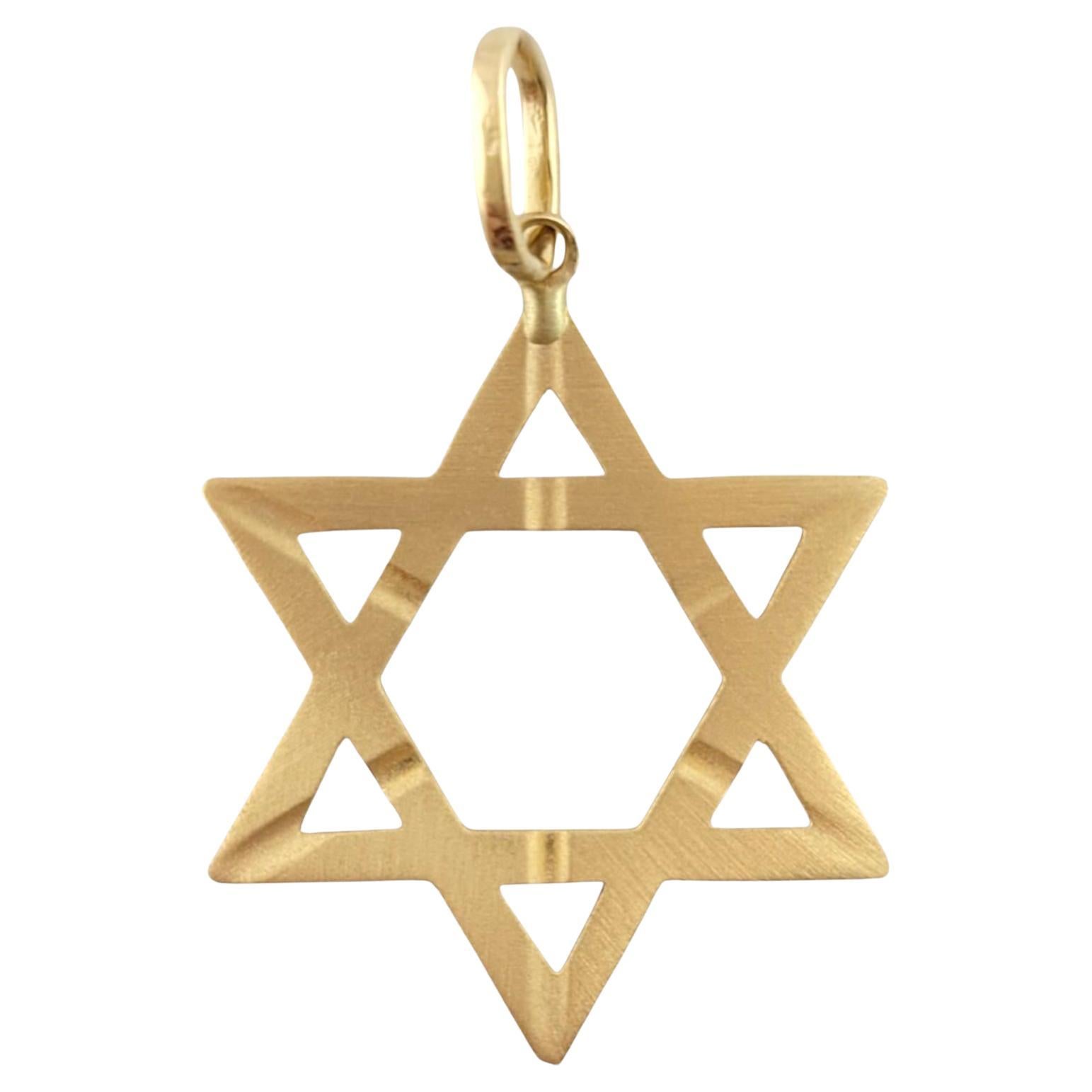 14K Yellow Gold Star of David Pendant #16201 For Sale