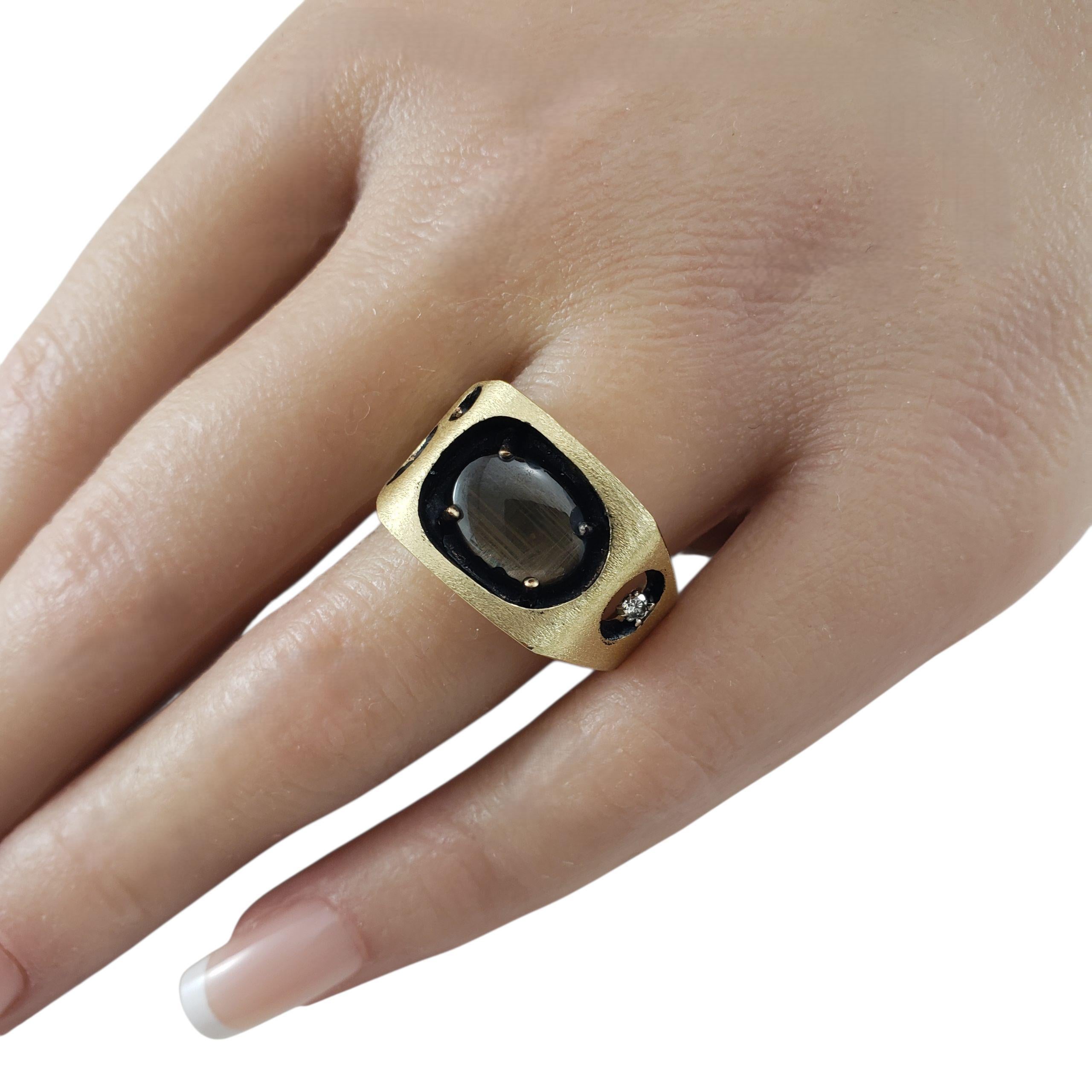 Bague en or jaune 14K saphir étoilé et diamant Taille 10.25  #23343 en vente 3