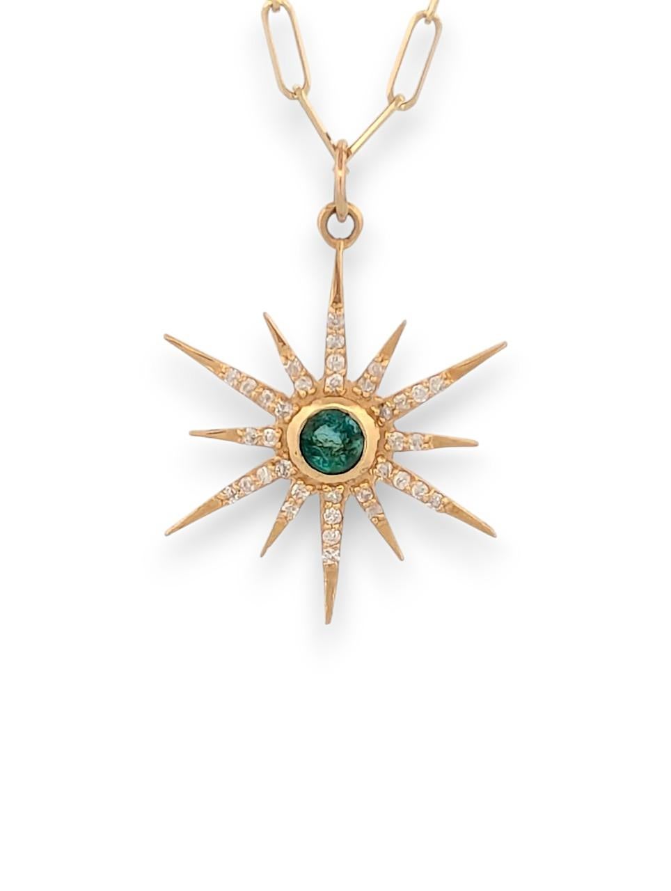 Radiant and bold, this 14K yellow gold necklace features a dazzling 1