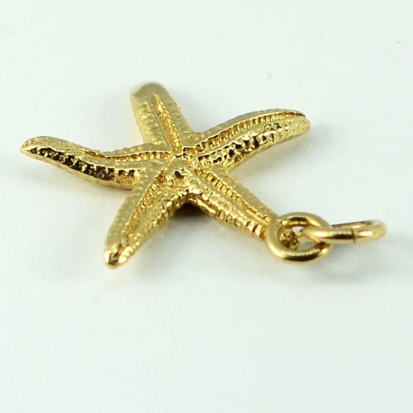 Women's or Men's 14 Karat Yellow Gold Starfish Charm Pendant