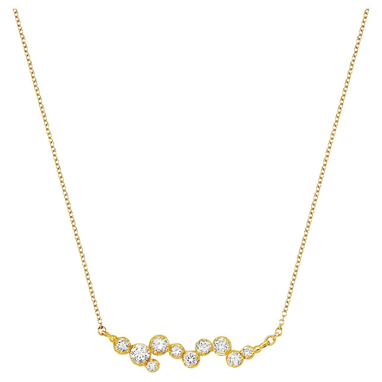 Ciondolo con dieci diamanti Stargazer in oro giallo 14k in vendita