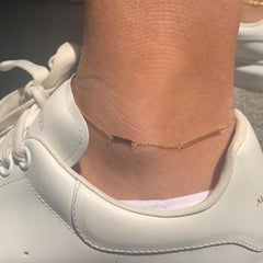 14K Yellow Gold Station Bar Anklet for Her
