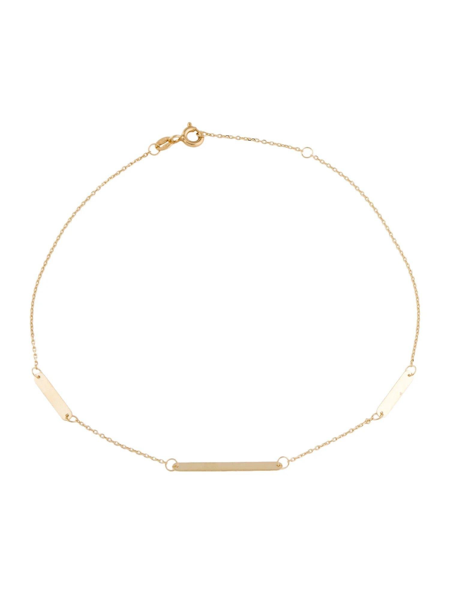 Contemporary 14K Yellow Gold Station Bar Anklet for Her For Sale