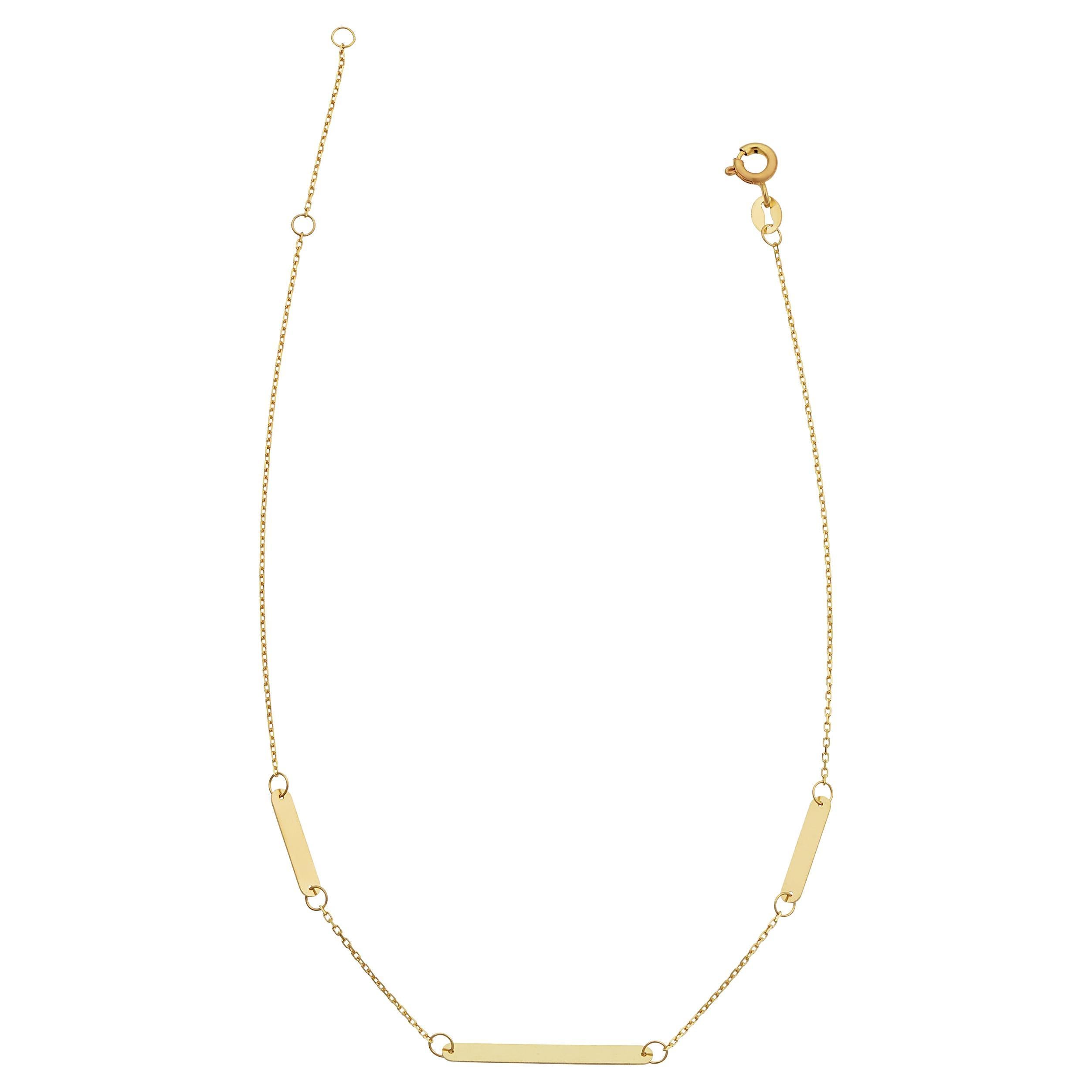 14K Yellow Gold Station Bar Anklet for Her For Sale