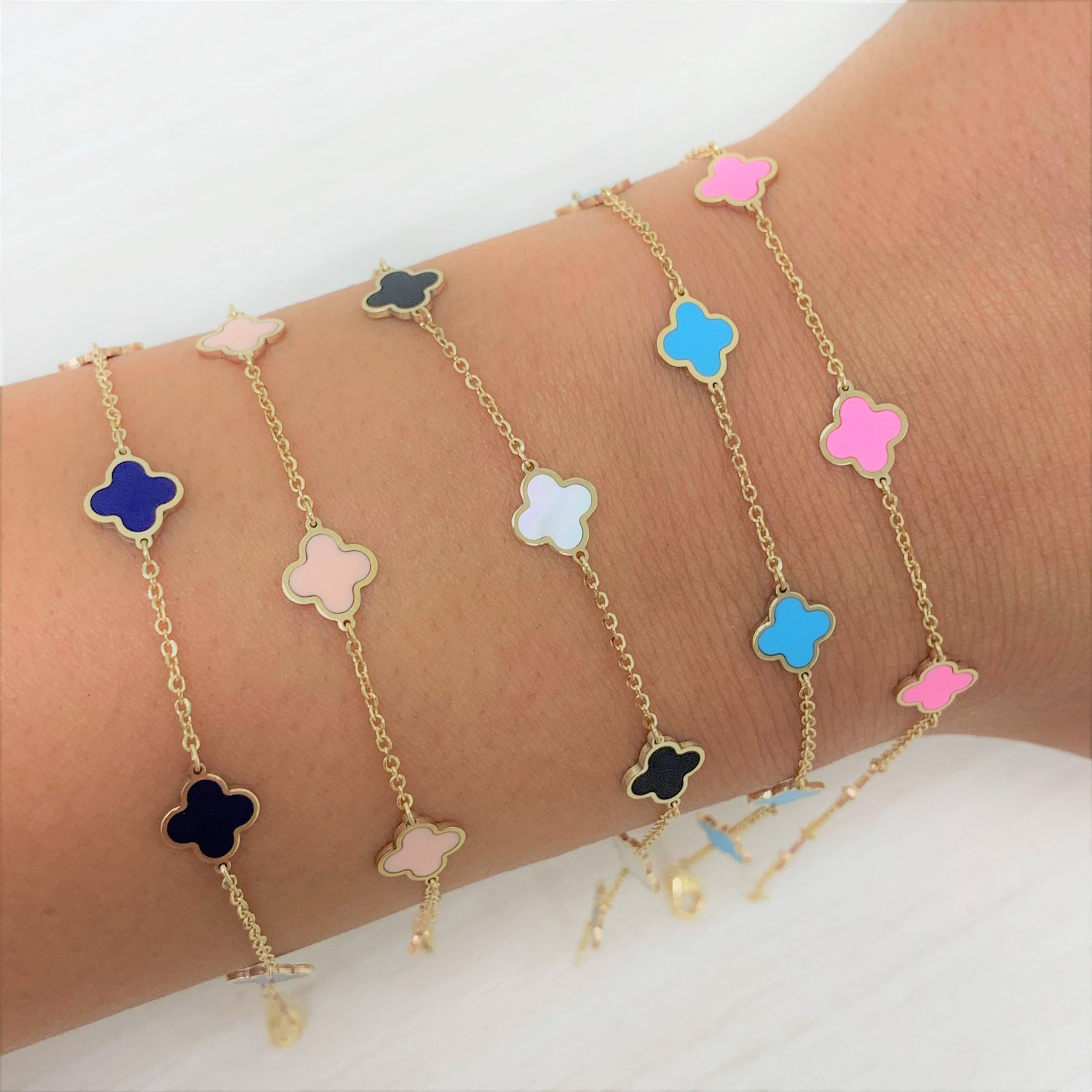 14K YELLOW GOLD STATION CLOVER BRACELET IN MOTHER OF PEARL

This piece is perfect for everyday wear and makes the perfect Gift! 

We certify that this is an authentic piece of Fine jewelry. Every piece is crafted with the utmost care and precision.