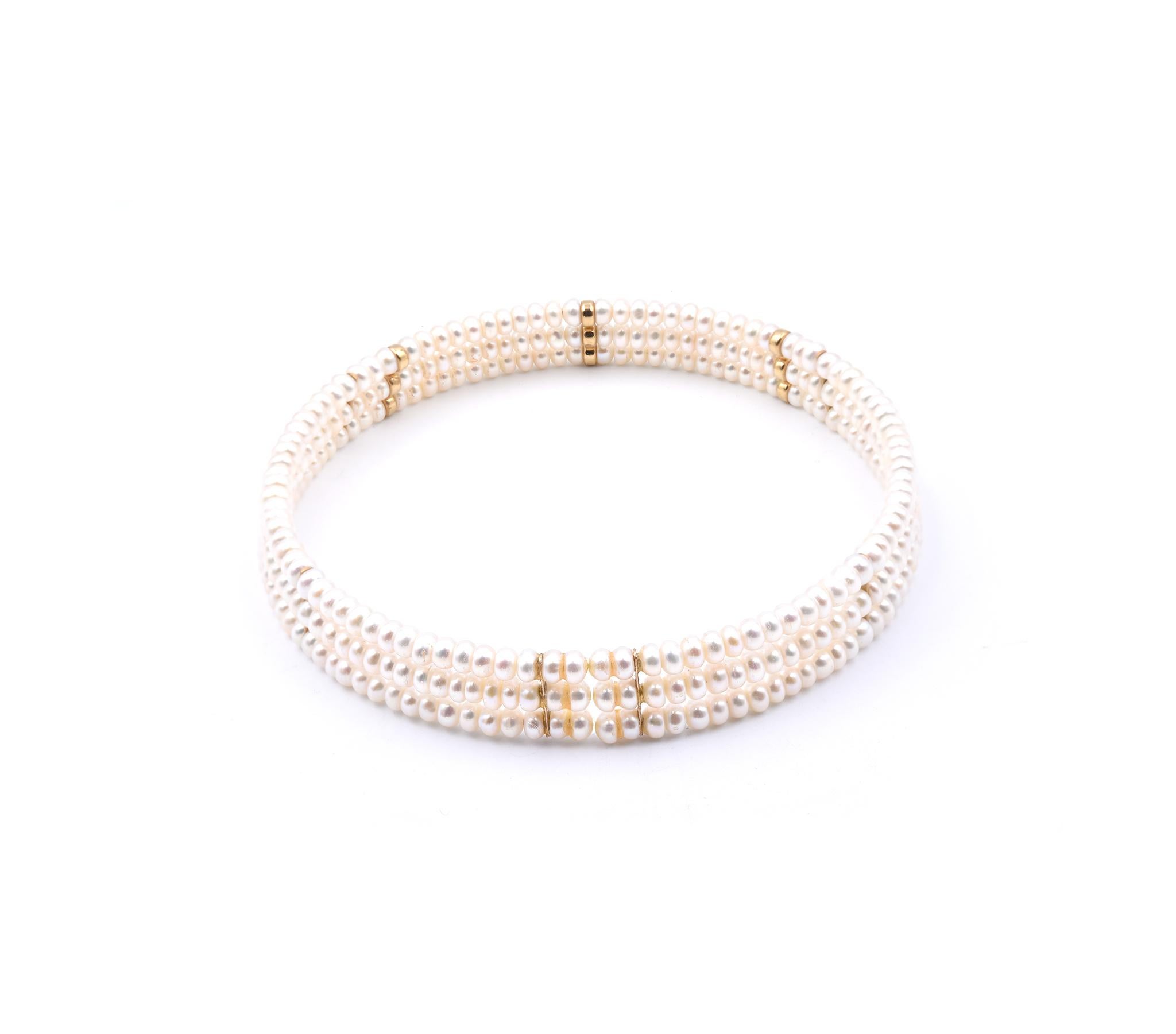 Women's 14 Karat Yellow Gold Station Pearl Necklace