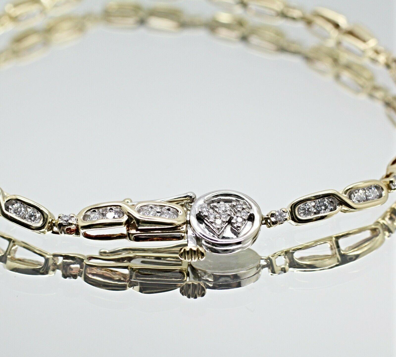 Contemporain Bracelet tennis station en or jaune 14 carats avec 67 pièces de diamants taille ronde