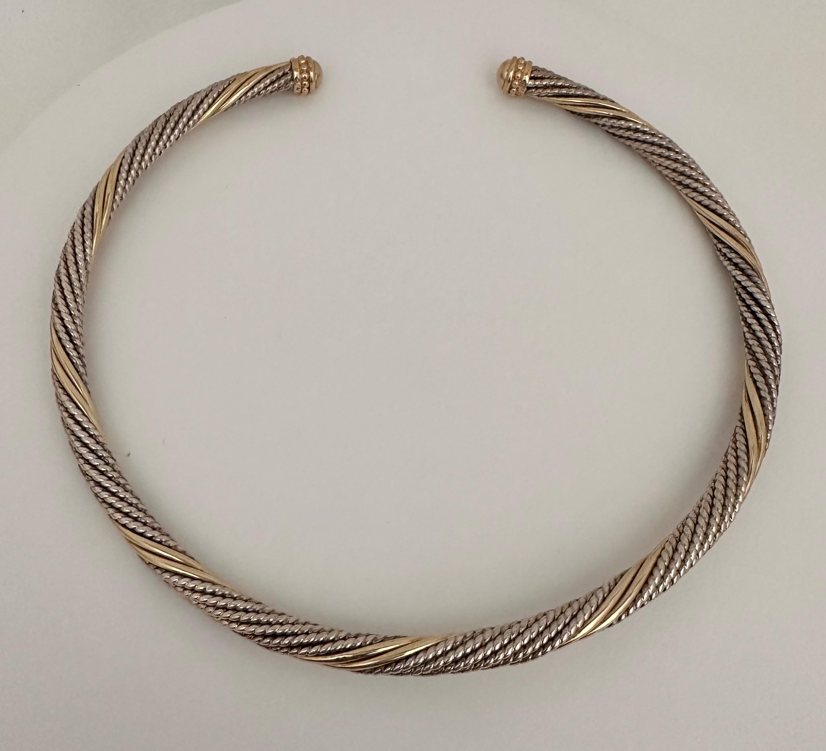 14k Yellow Gold & Sterling Silver .925 Two Tone 6.5mm Round Cable 16