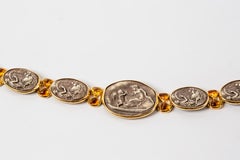 14k Yellow Gold & Sterling Silver Citrine Bracelet Ancient Greek Aphrodite Motif