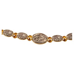 14k Yellow Gold & Sterling Silver Citrine Bracelet Ancient Greek Aphrodite Motif
