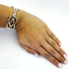 14K Yellow Gold & Sterling Silver Knot Cuff Bracelet