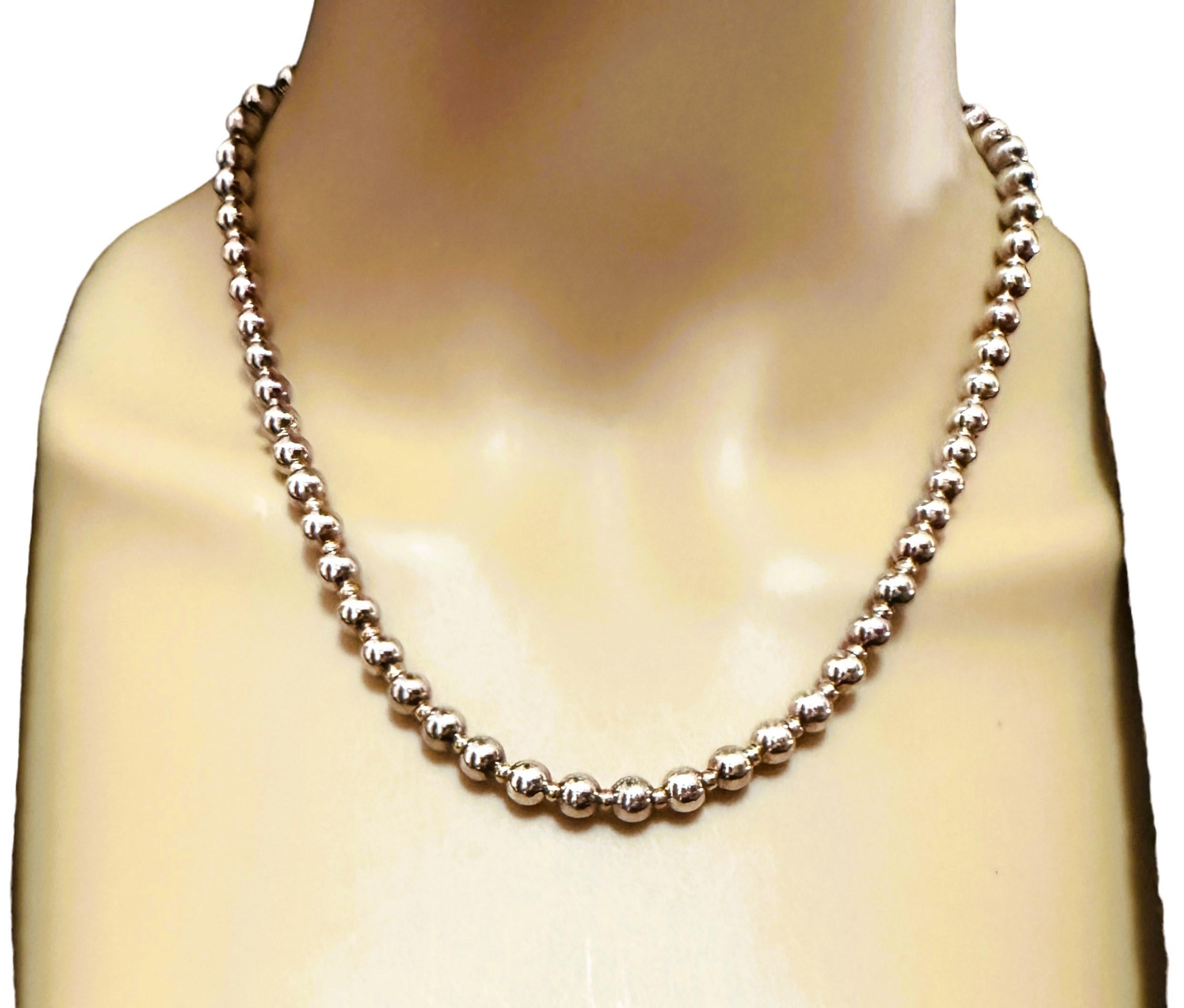 Art Nouveau 14k Yellow Gold & Sterling Silver Two-Tone Bead Necklace 18