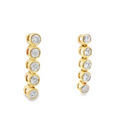 14k Yellow Gold Straight Row Diamond Drop Earrings