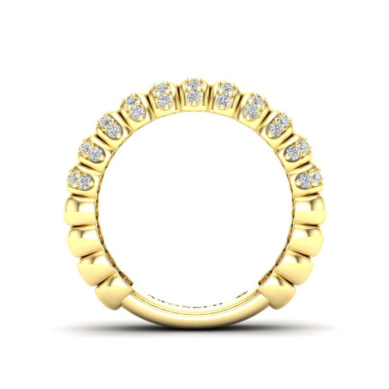 14K Gelbgold Stretch Interval Pave Set Volldiamant Stapelbarer Ringband im Angebot 1