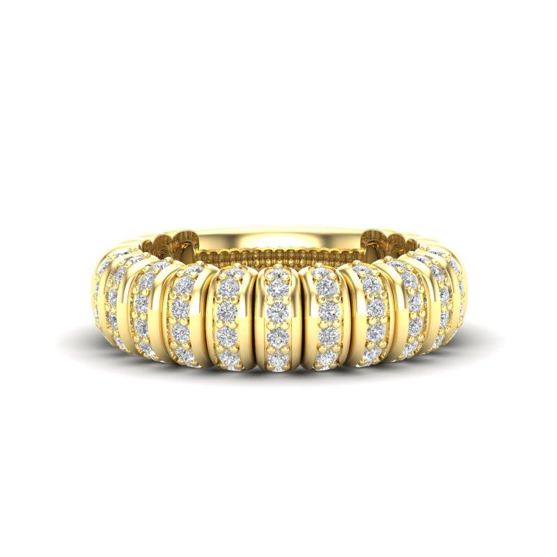 14K Yellow Gold Stretch Interval Pave Set Full Diamond Stackable Ring Band For Sale 2