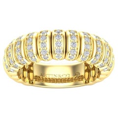 14K Yellow Gold Stretch Interval Pave Set Full Diamond Stackable Ring Band