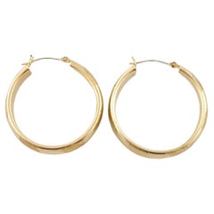 Vintage 14K Yellow Gold Striped Hoop Earrings #14439