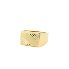 Bague Signet en or jaune 14k à rayures