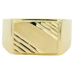Bague Signet en or jaune 14k à rayures