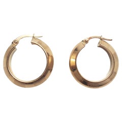 14K Yellow Gold Striped Texture Hoop Earrings #17627