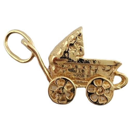 14K Yellow Gold Stroller Charm For Sale
