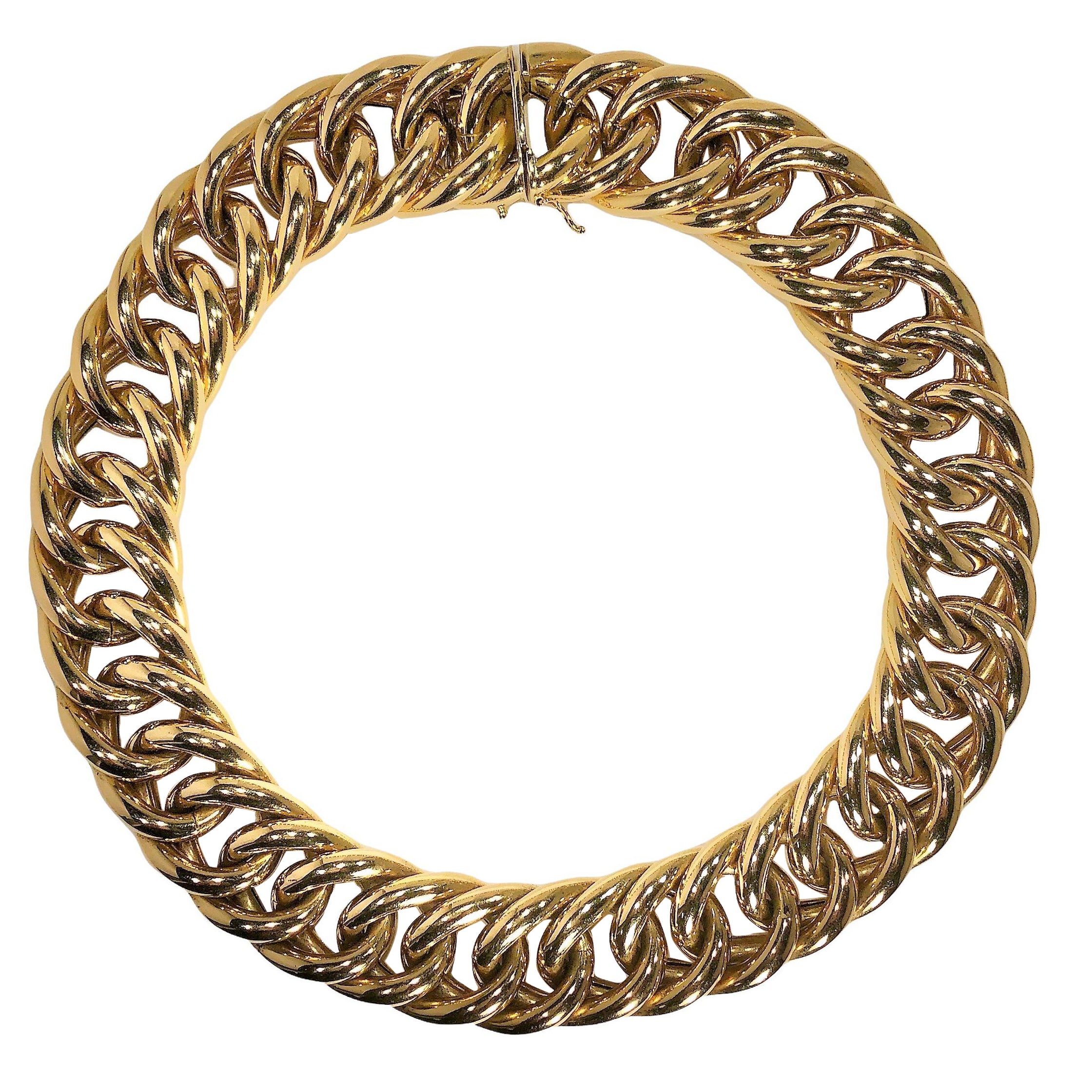 Collana italiana in oro giallo 14K forte ed elegante in vendita