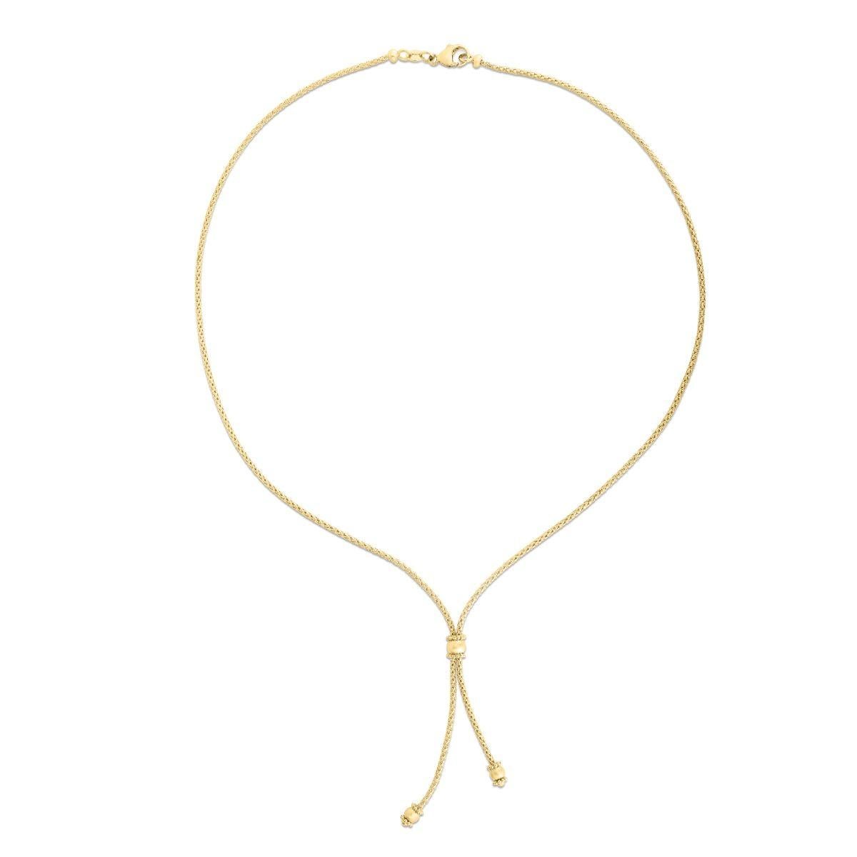 14k Yellow Gold Structured Lariat Bead Necklace In New Condition In GREAT NECK, NY