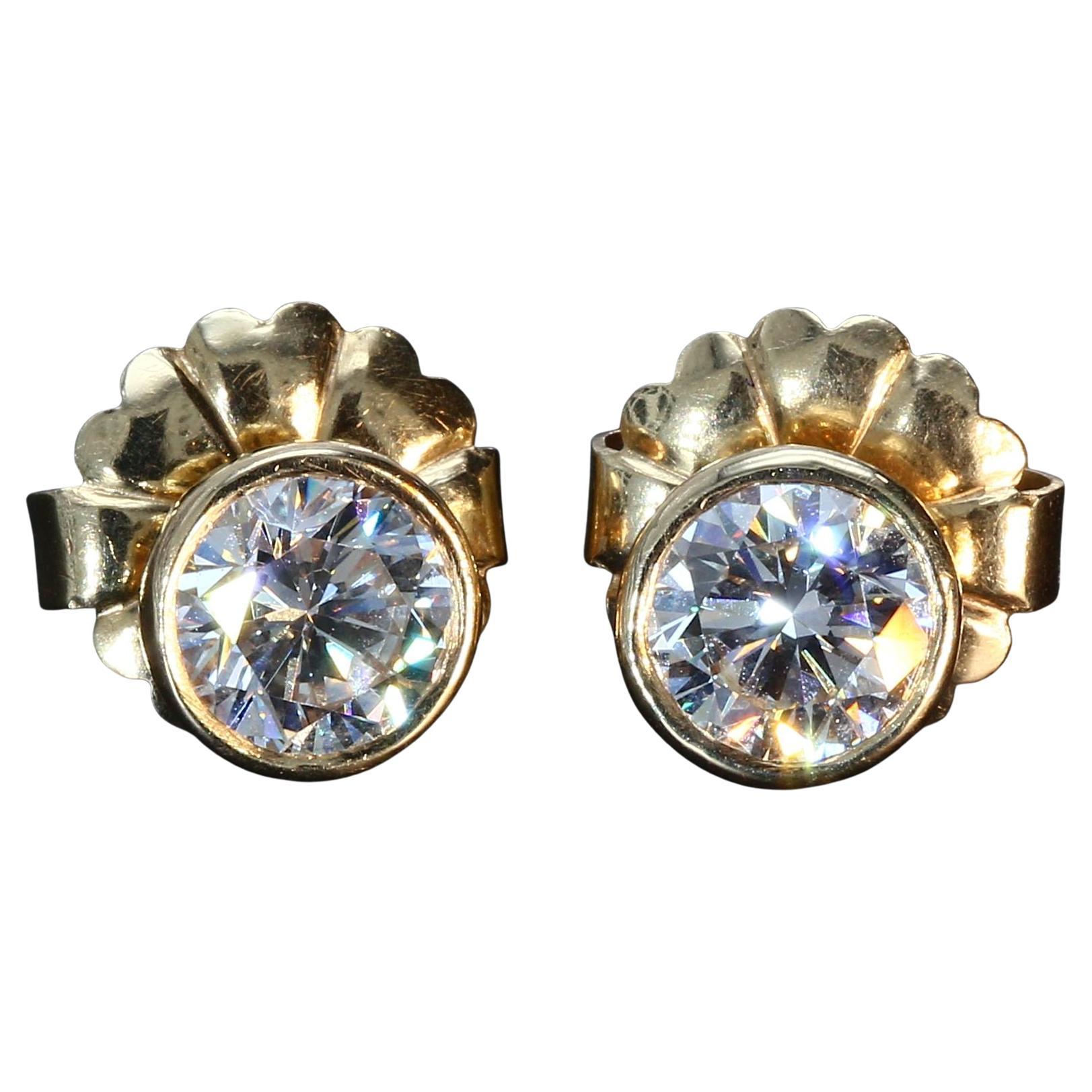 14k Yellow Gold Stud Earrings with a 1.0ct G/SI2 White Diamond in Each