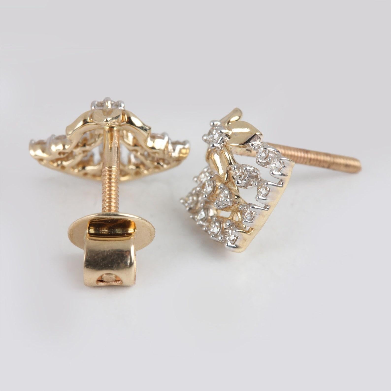 Art déco Boucle d'oreille en or jaune 14k avec diamant naturel Boucles d'oreilles magnifiques Cadeau pour les femmes. en vente