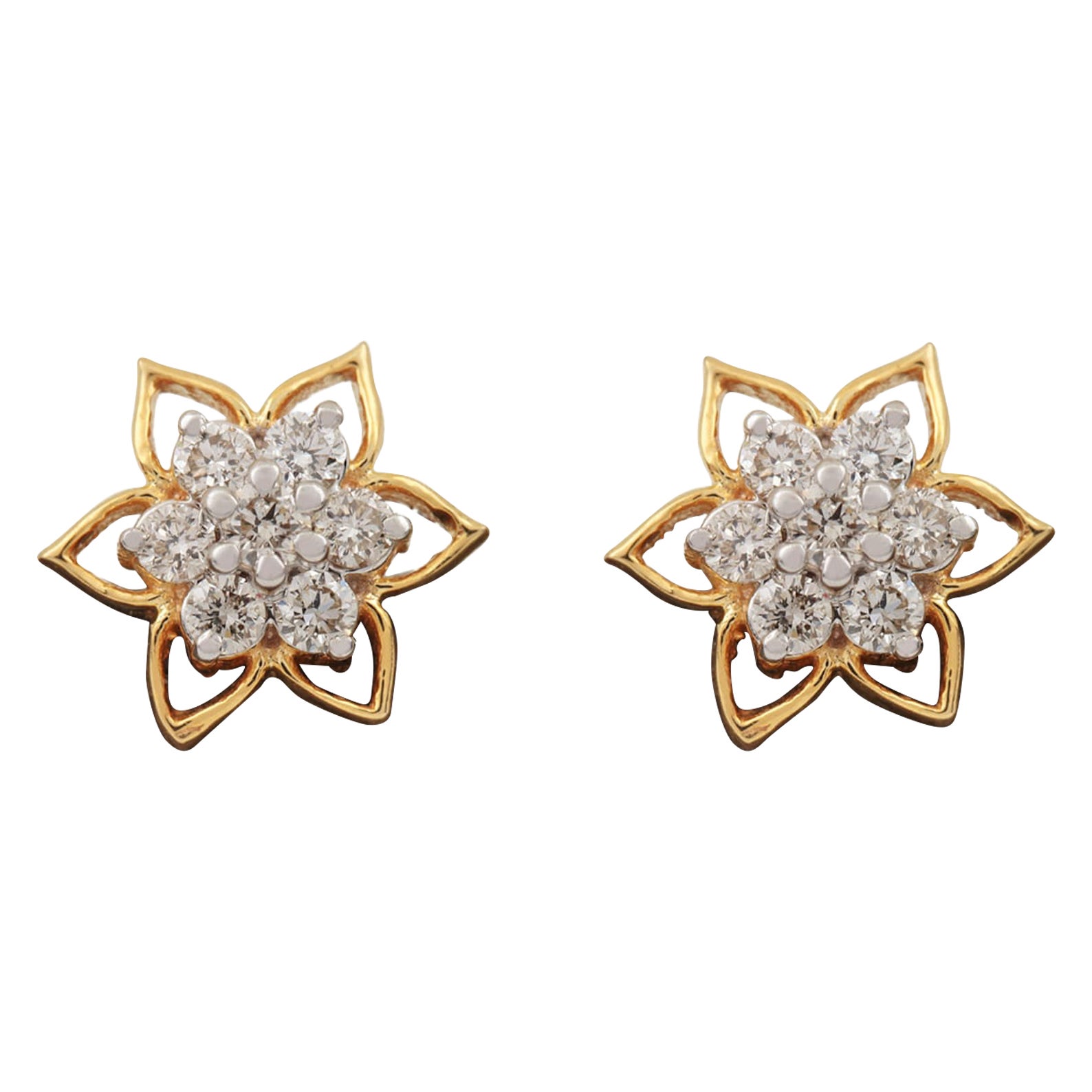 Orecchino in oro giallo 14k con diamante naturale Orecchino con fiore per anniversario