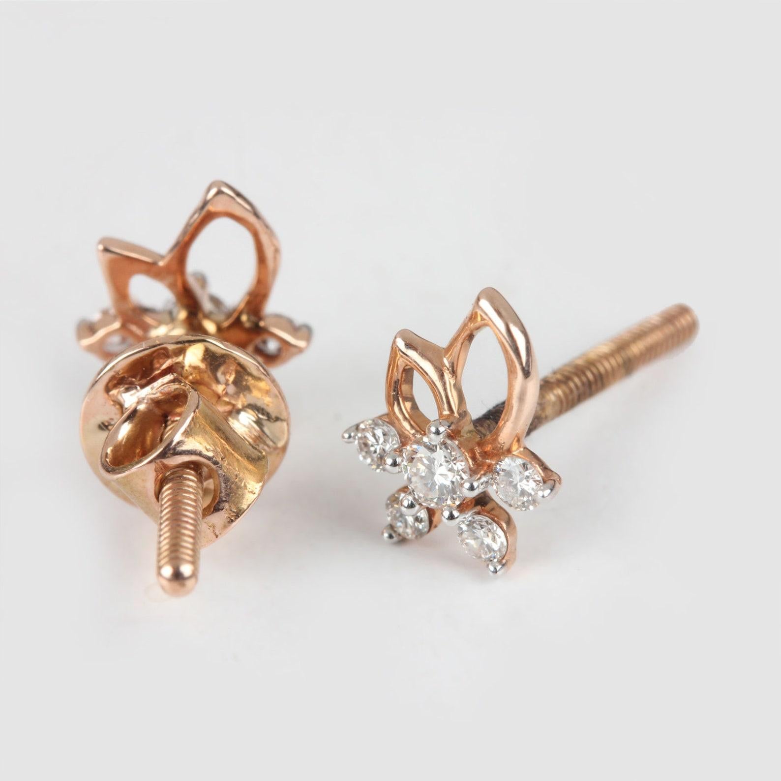 Art déco Boucles d'oreilles en or jaune 14k avec diamants naturels Cadeau de mariage pour femmes. en vente