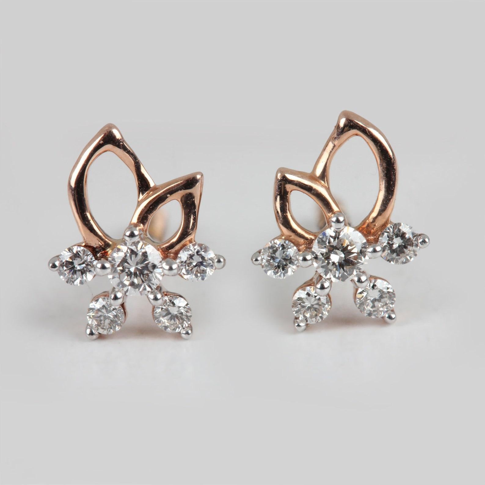 Boucles d'oreilles en or jaune 14k avec diamants naturels Cadeau de mariage pour femmes. en vente 2