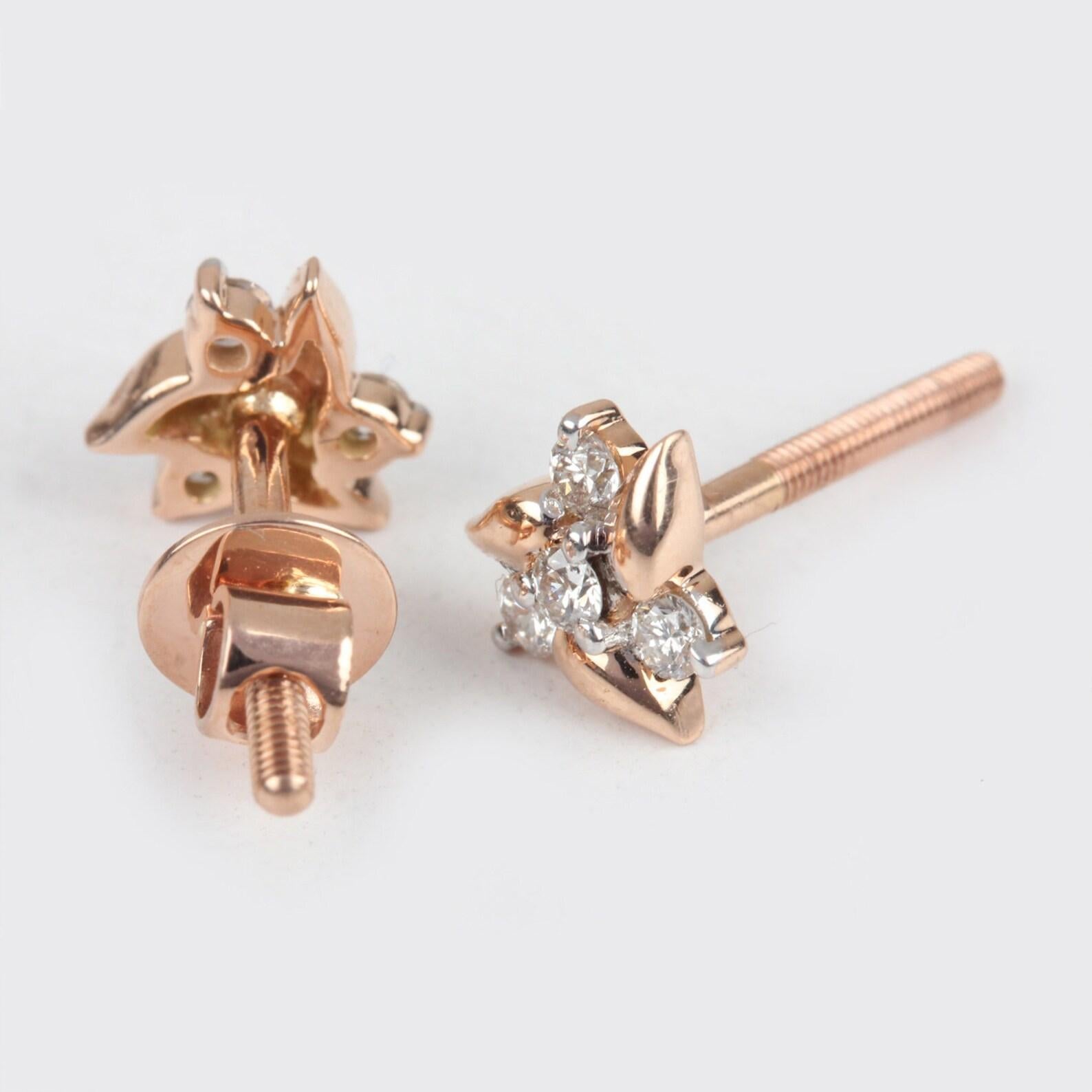 Art Déco Orecchini in oro giallo 14k con pave di diamanti naturali, regalo di anniversario per le donne. in vendita