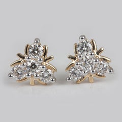 14k Yellow Gold Studs Natural Pave Diamond Earring Stunning Bridal Stud Earrings