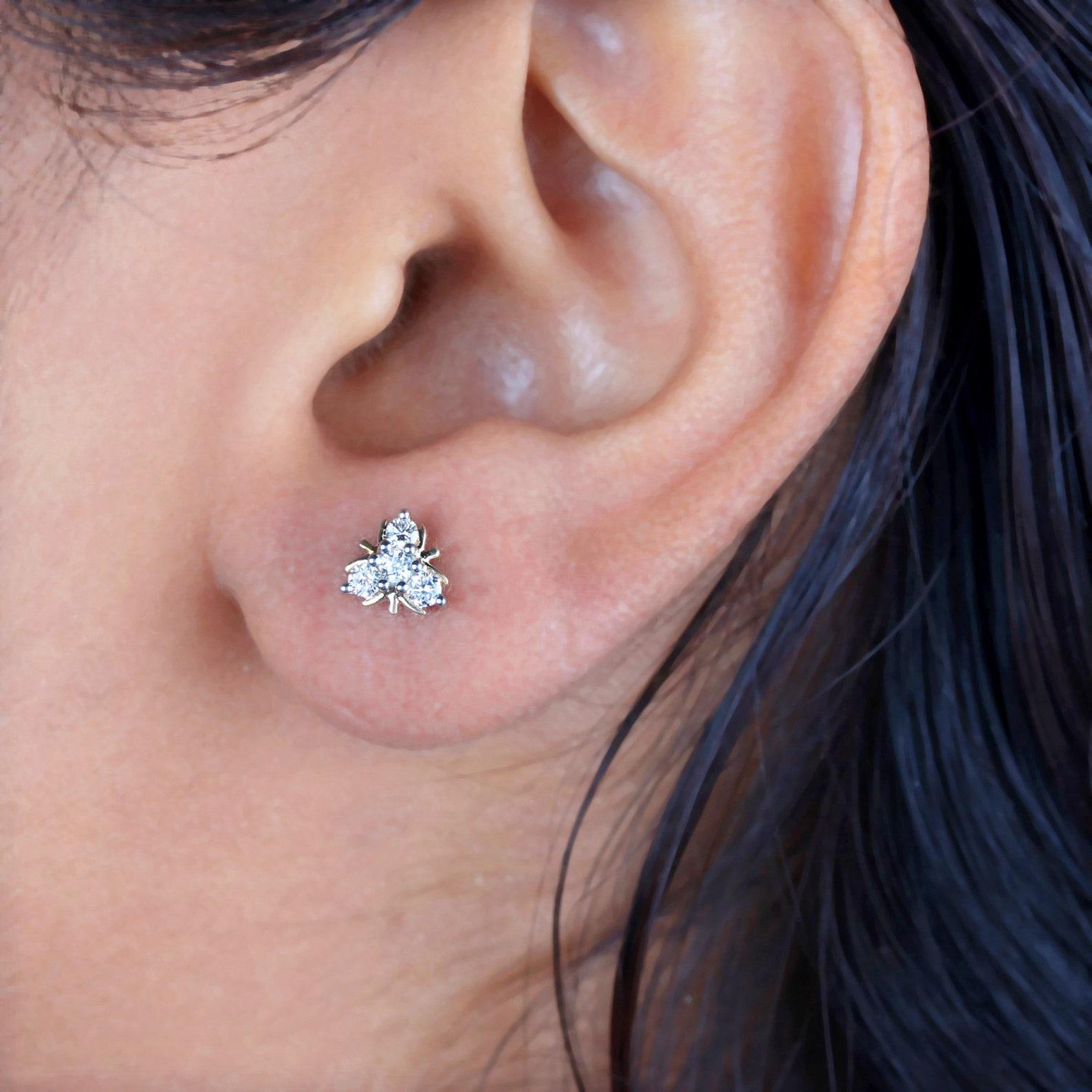 14k Yellow Gold Studs Natural Pave Diamond Earring Stunning Bridal Stud Earrings For Sale 1