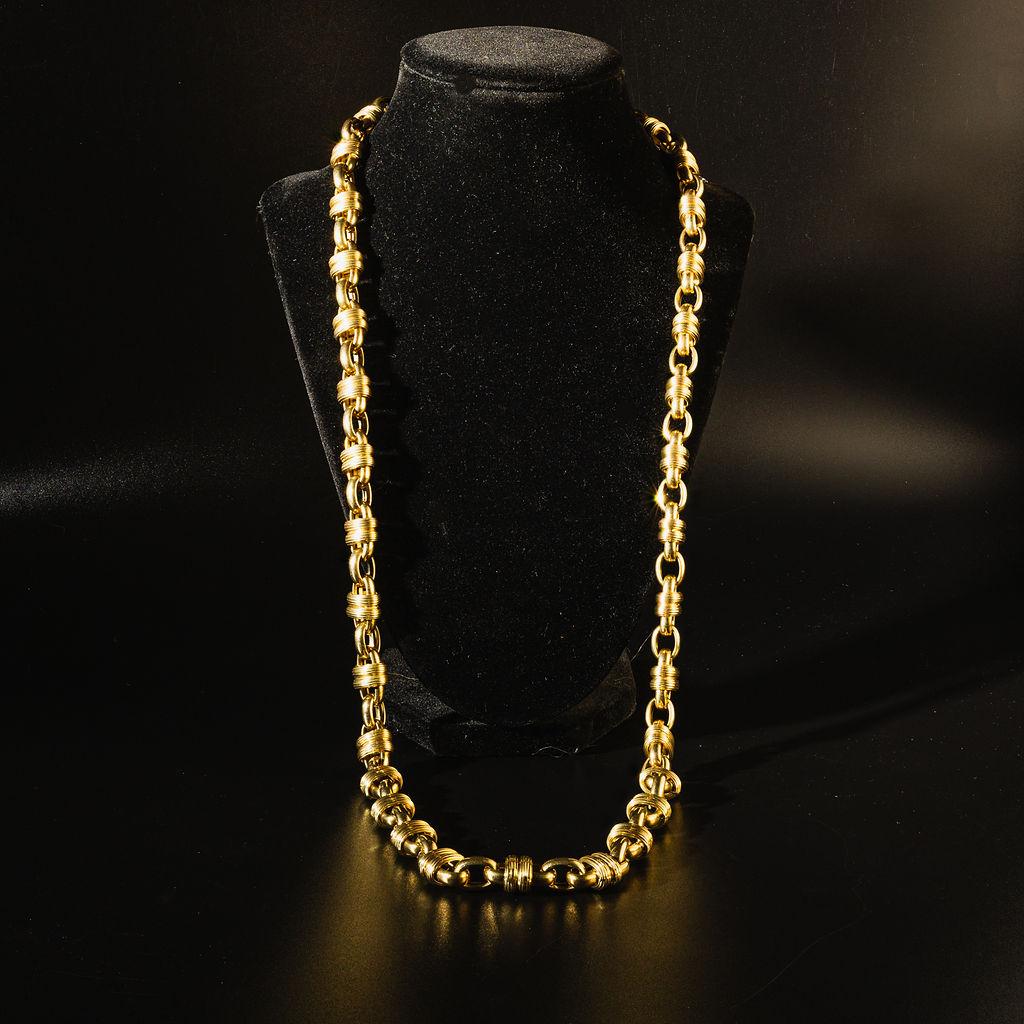 Collier long en or jaune 14k à maillons italiens substantiels en vente 1