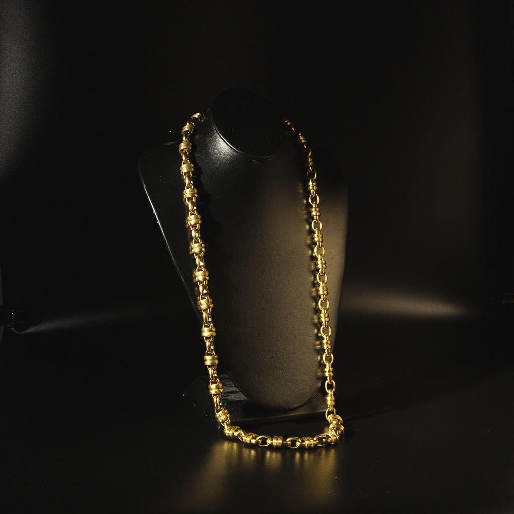 Collier long en or jaune 14k à maillons italiens substantiels en vente 2