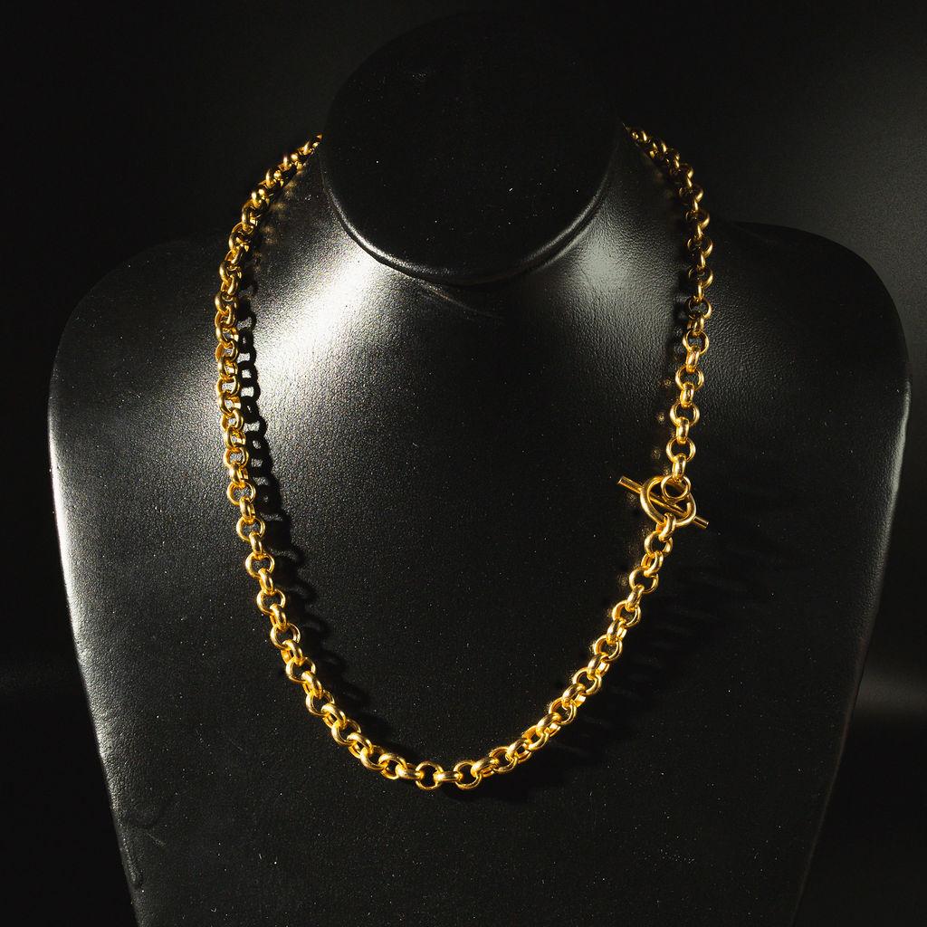 Collier long en or jaune 14k à maillons italiens substantiels en vente 3