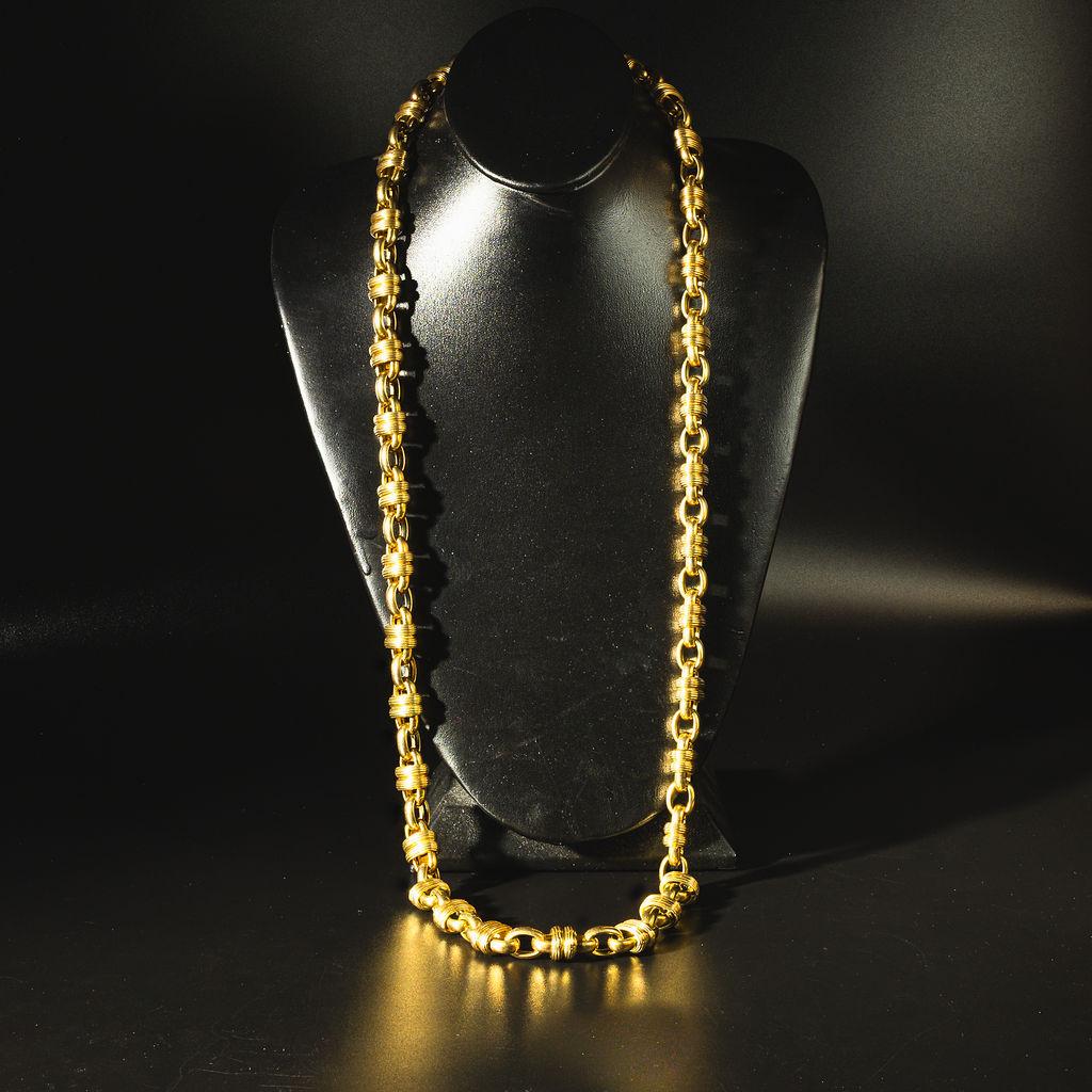 Collier long en or jaune 14k à maillons italiens substantiels en vente 4