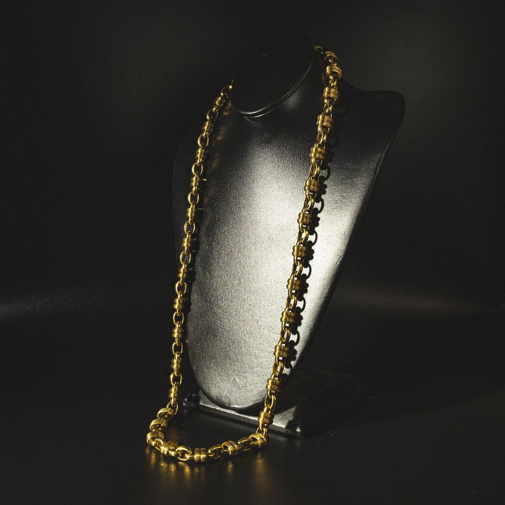 Collier long en or jaune 14k à maillons italiens substantiels en vente 5