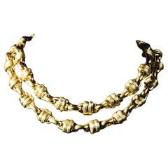 14k Yellow Gold Substantial Italian Long Link Necklace