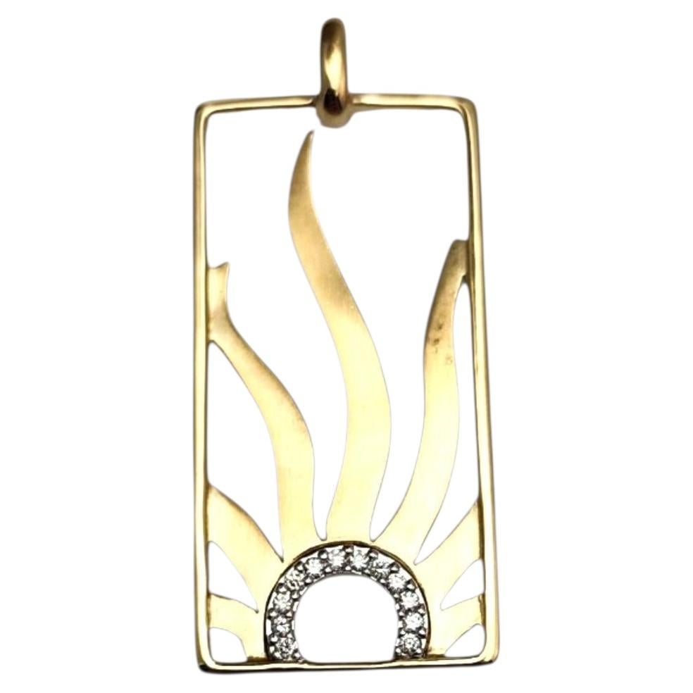 14K Yellow Gold Diamond Sun Pendant #25433 For Sale