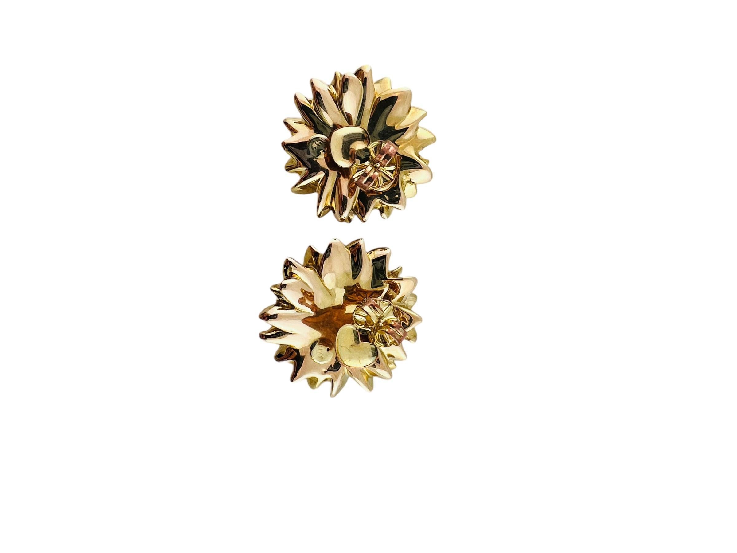 14k gold sunflower earrings