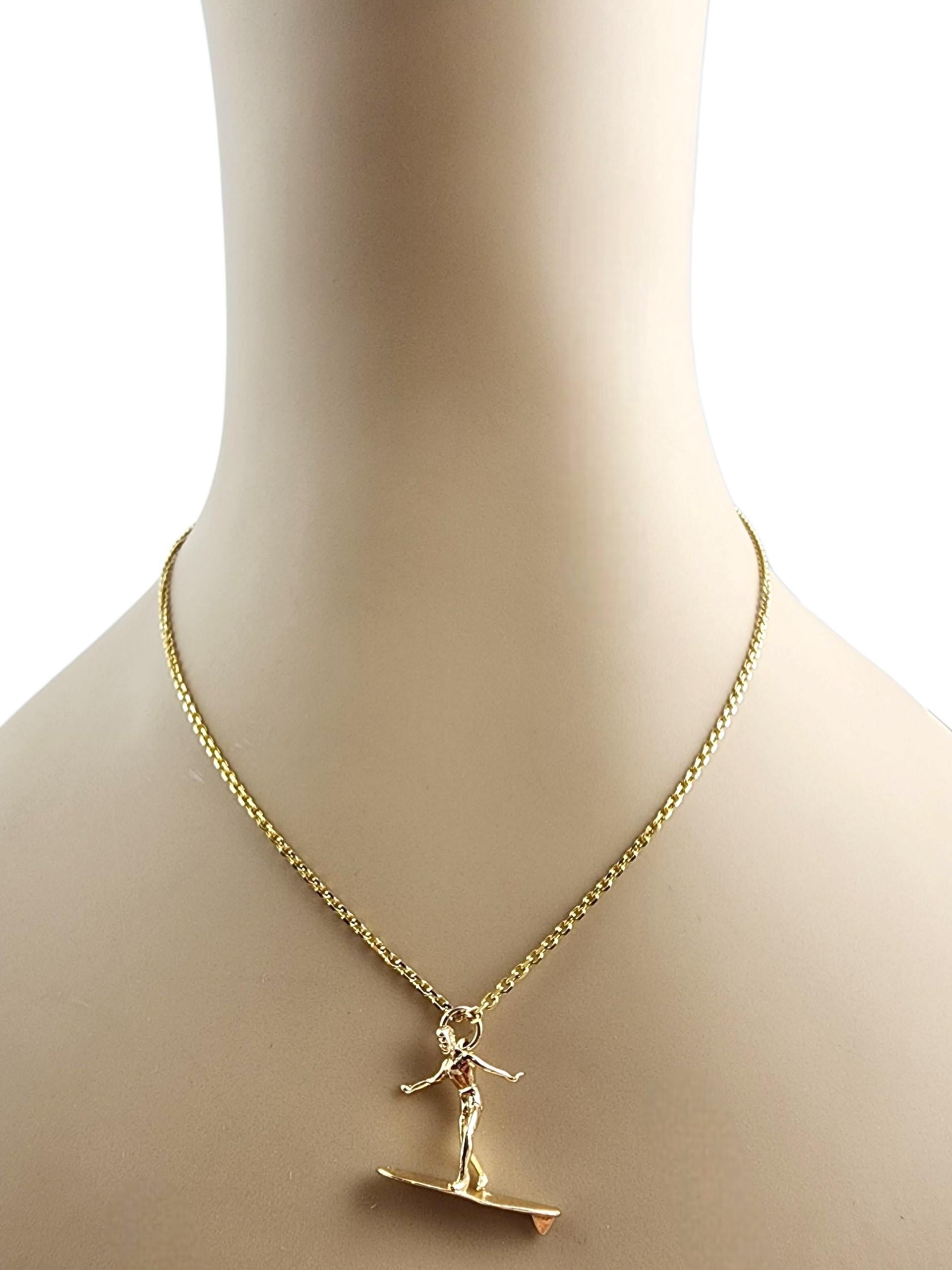 14K Yellow Gold Surfer Charm #22513 For Sale 2