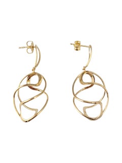 14K Yellow Gold Swirl Dangle Earrings #21727