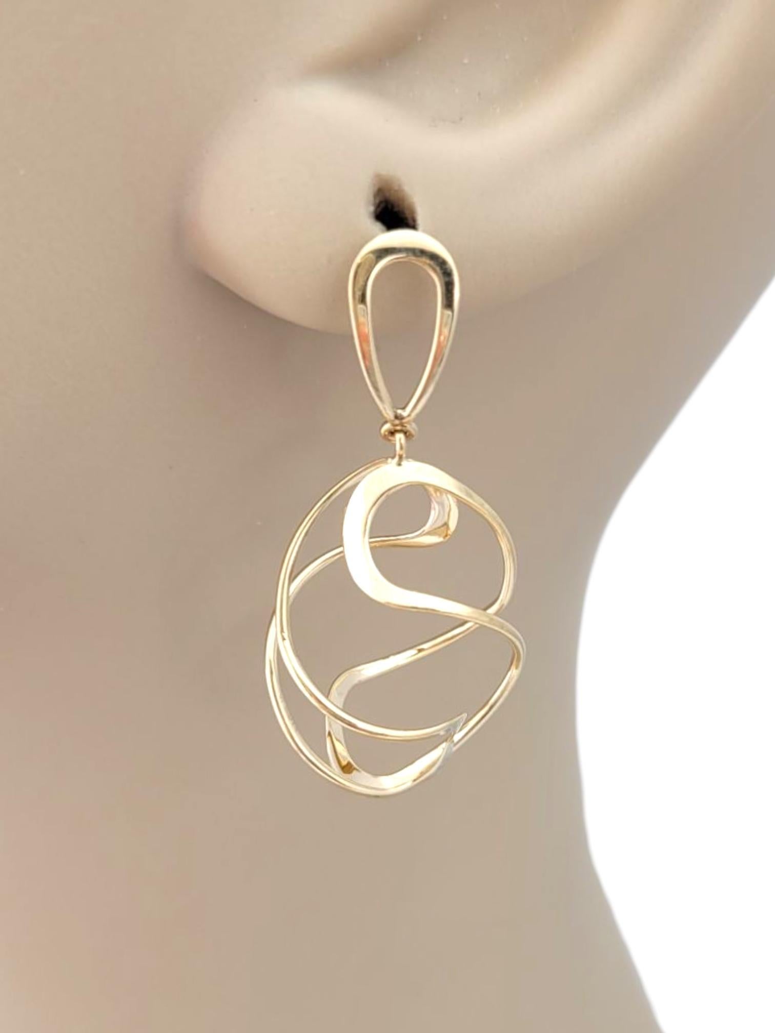 14K Yellow Gold Swirl Dangle Earrings #21727 im Angebot 2