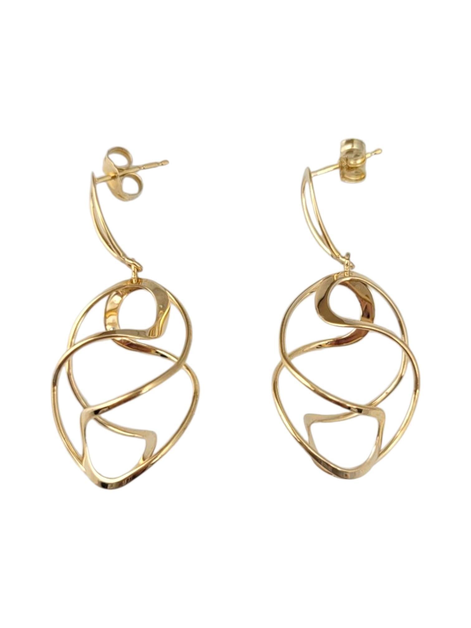 14K Yellow Gold Swirl Dangle Earrings #21727